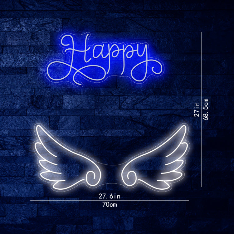 Letrero de neón de Hanppy y Wings para fiesta de cumpleaños