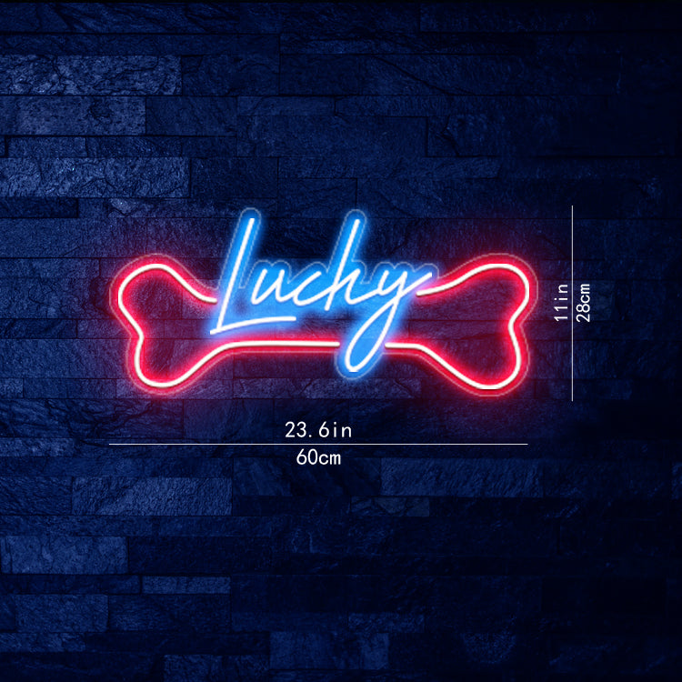 Lucky Neon Sign with Bone