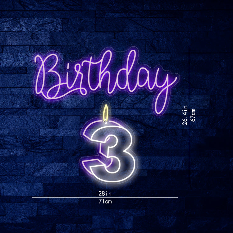 Feliz tercer cumpleaños Letreros de Neón