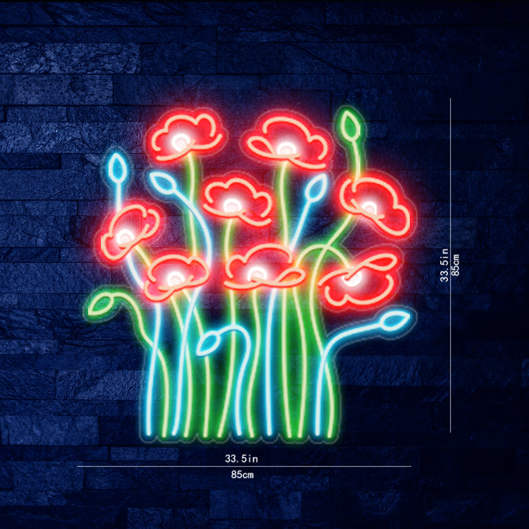 Red Poppy Flower Neon Sign