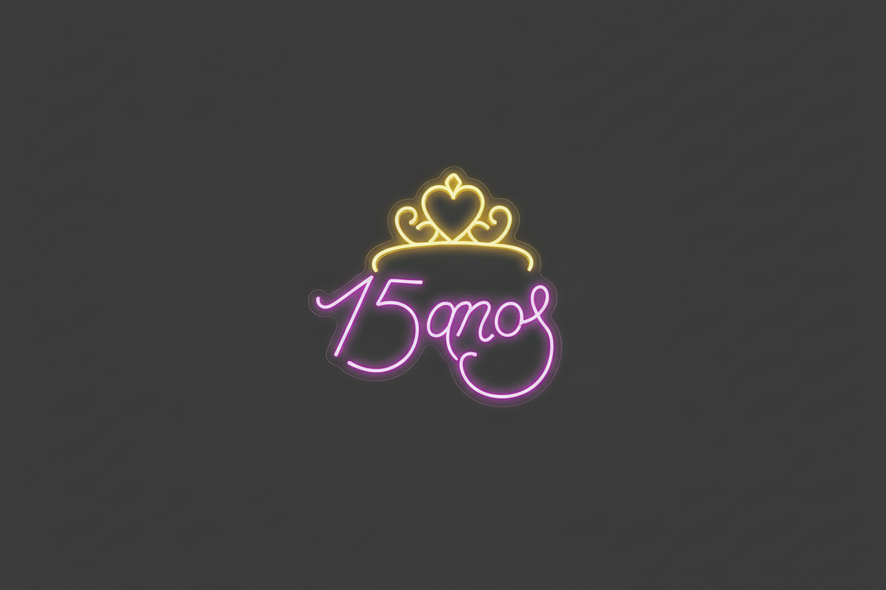 Decoración de neón para fiesta de cumpleaños número 15