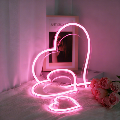 Pink Heart Set Led Neon Signs