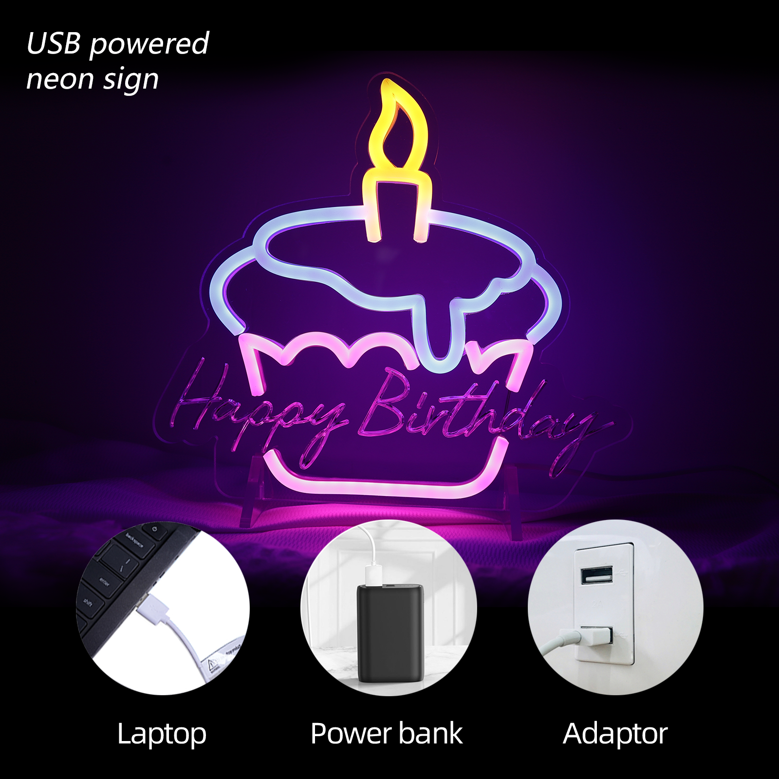 Birthday Cake Led Neon Sign