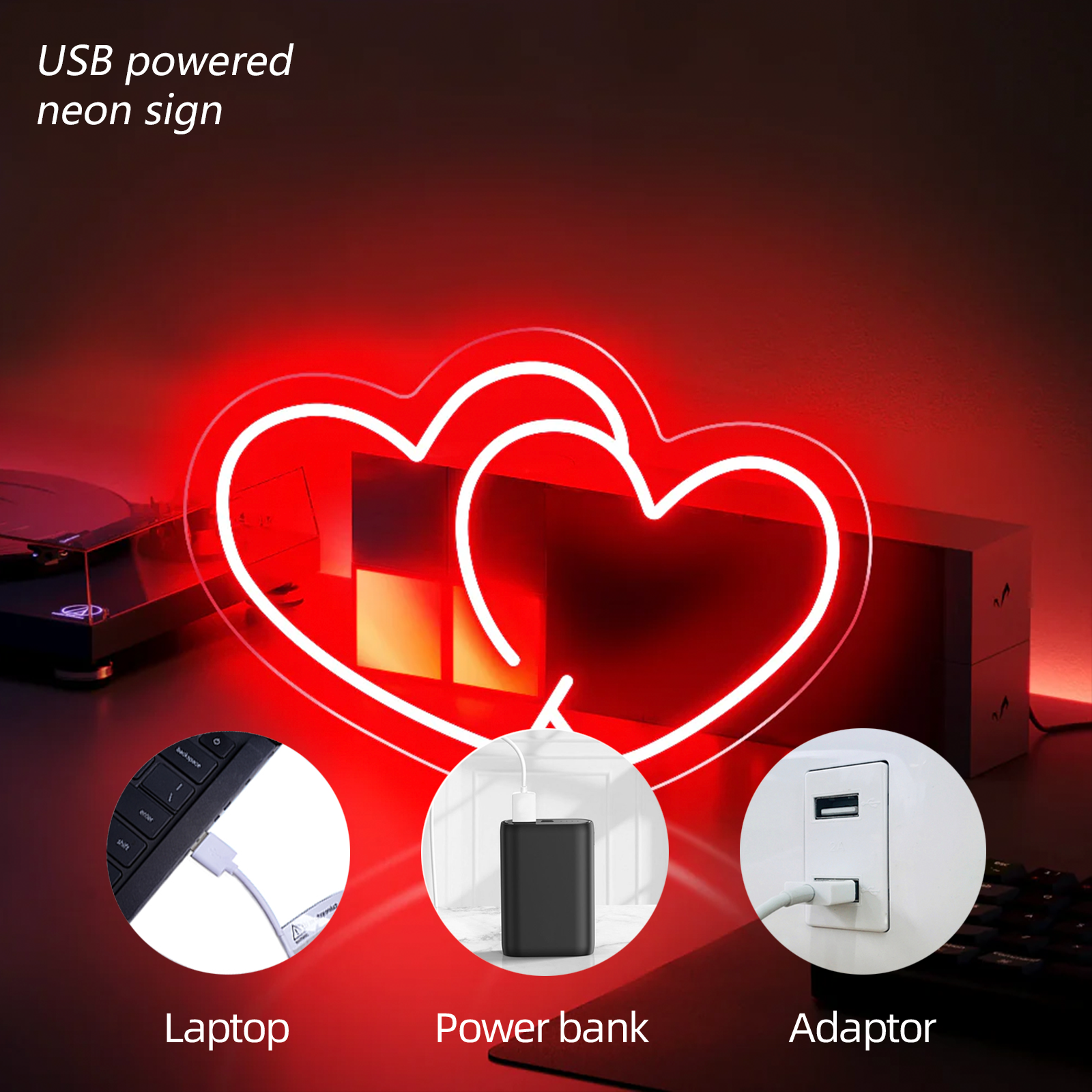 Red Heart Led Neon Sign