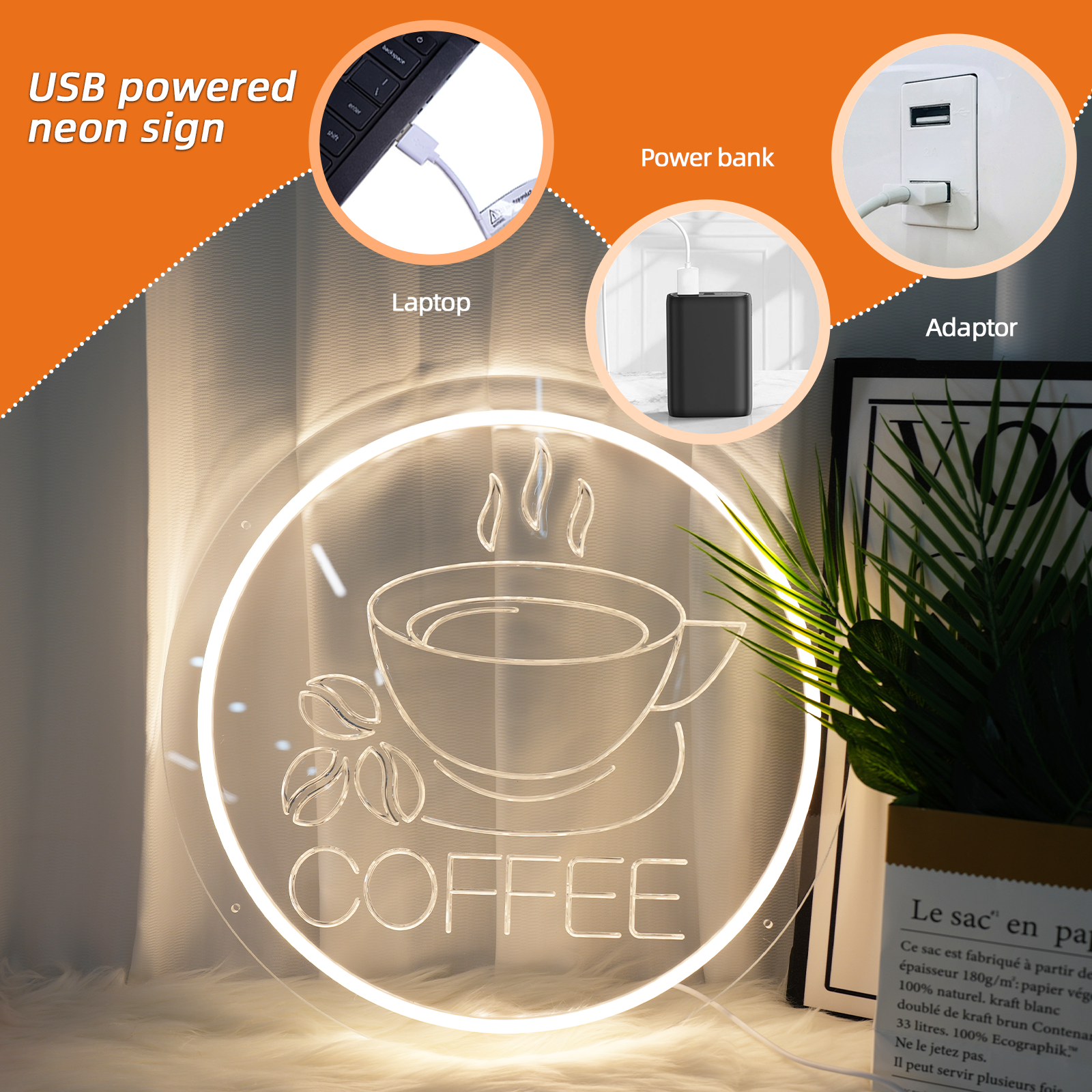 Warm Coffee Logo Led Neon Light