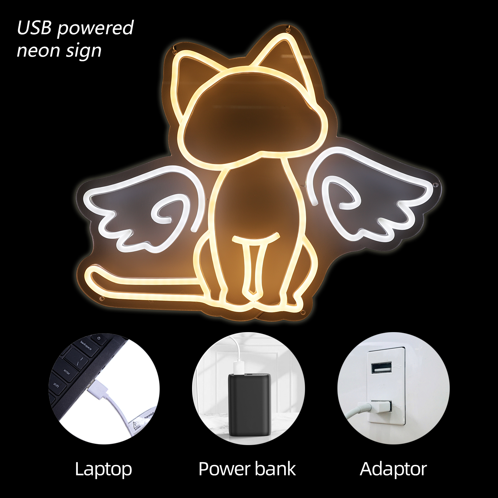 The Cat with Wings Led Neon Sign