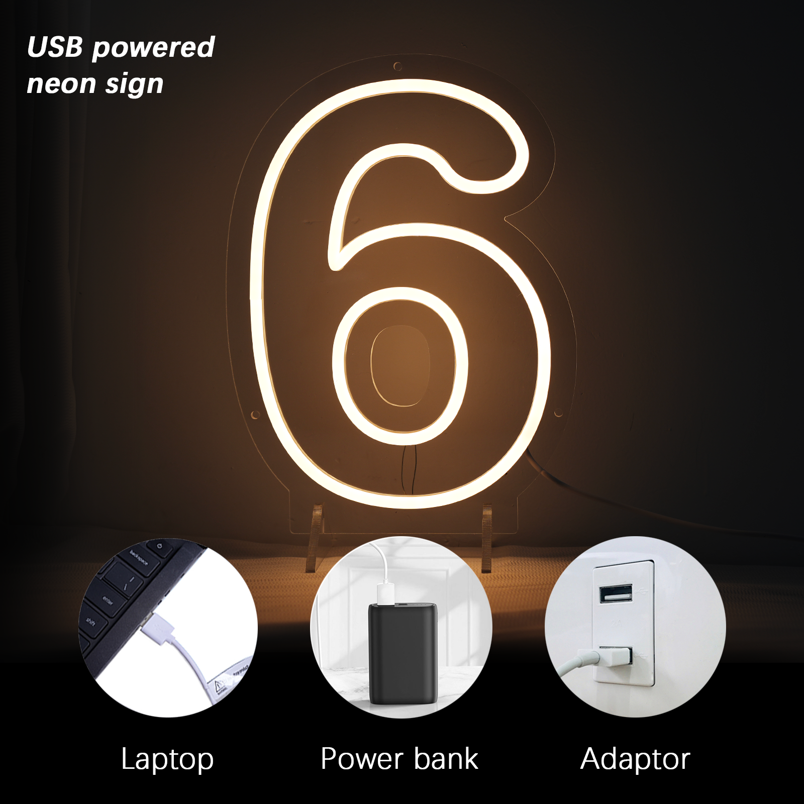 Number 6 Led Neon Sign