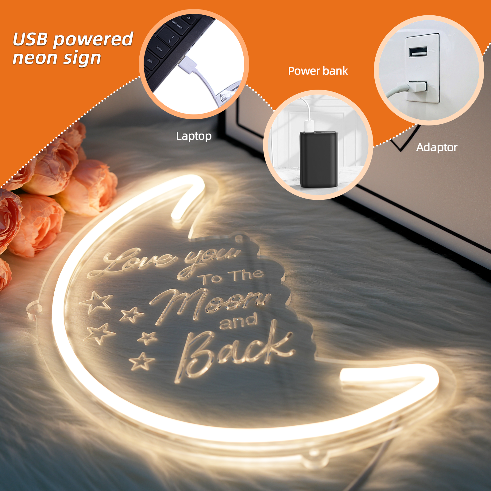 Love you To The moon and Back Led Neon Sign