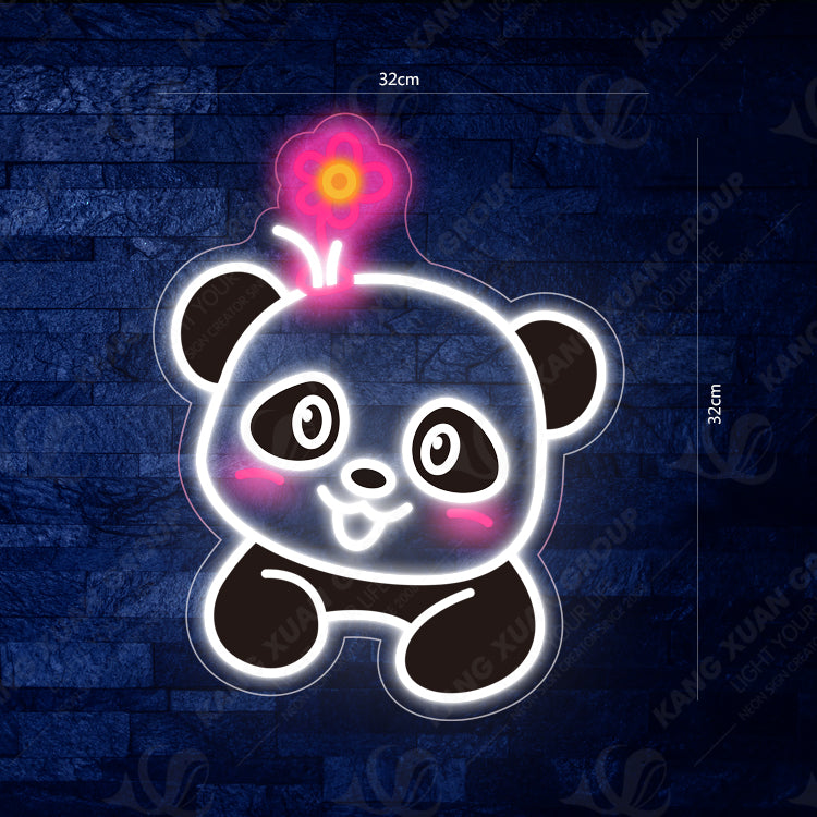 Female Flower Crown Panda Neon Sign – Free Name Customization