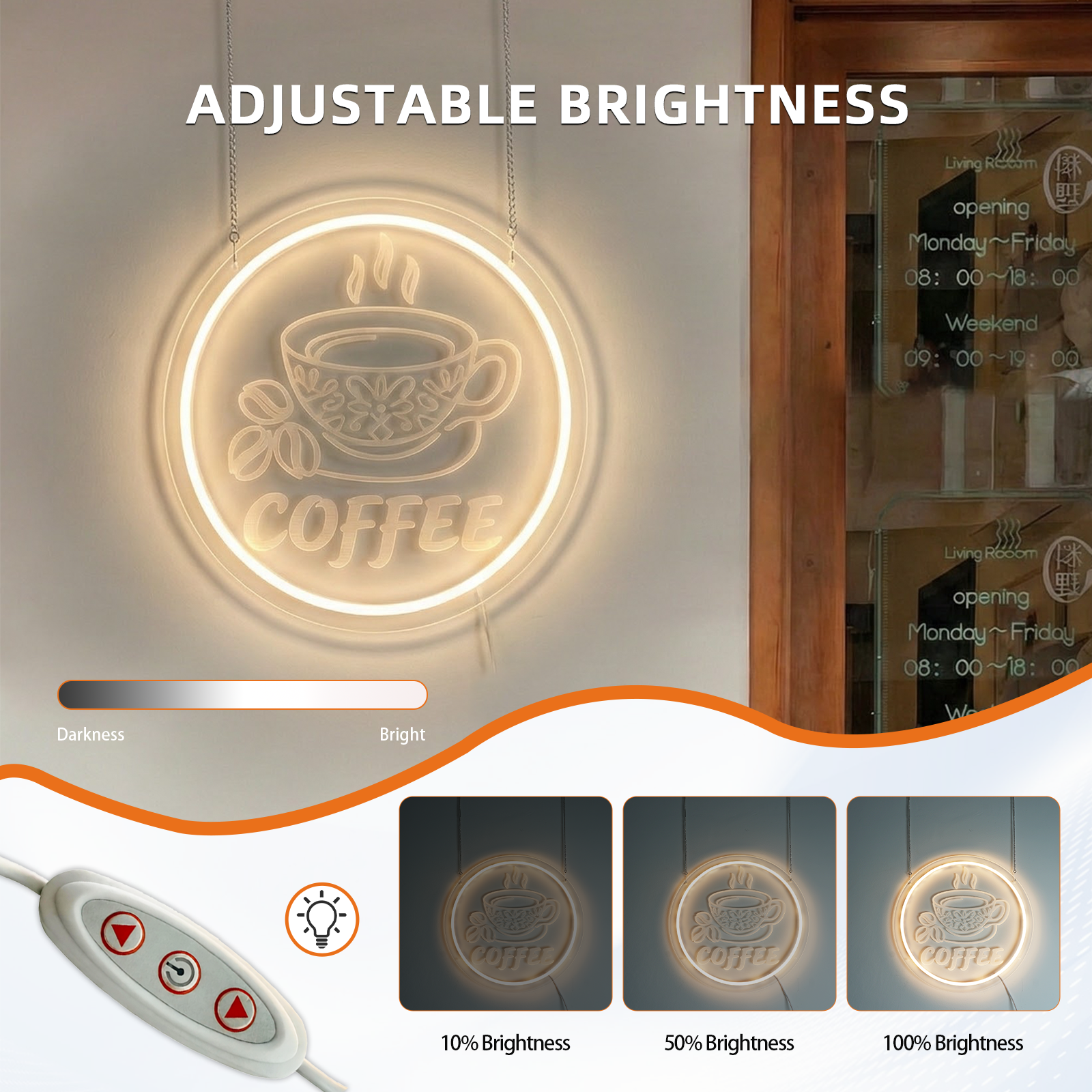 Round Coffee Led Neon Sign