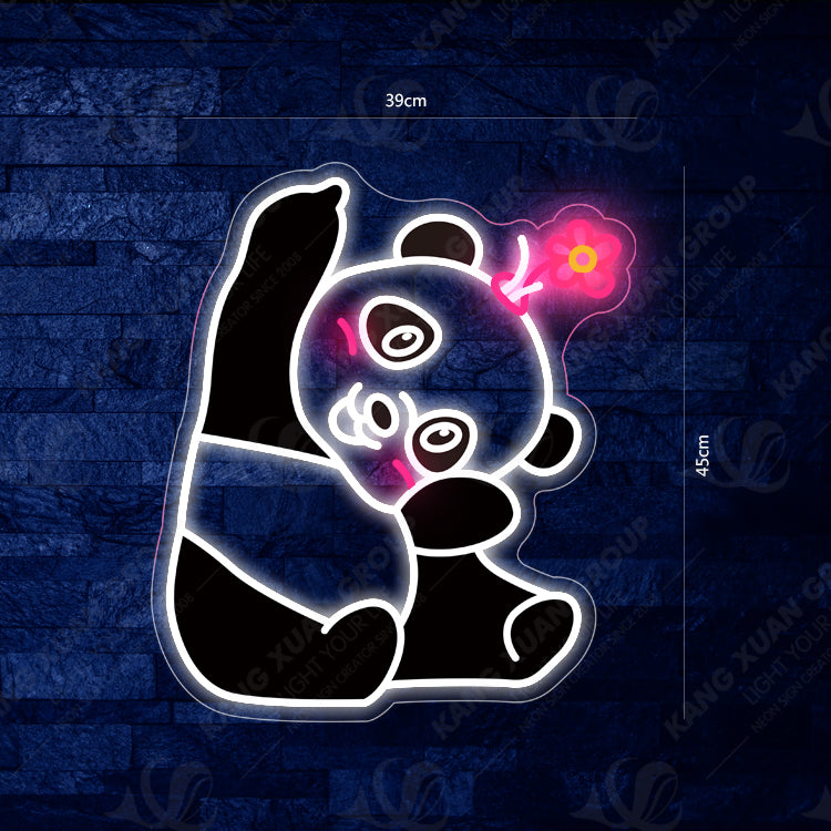 Female Stretching Panda Neon Sign – Free Name Customization