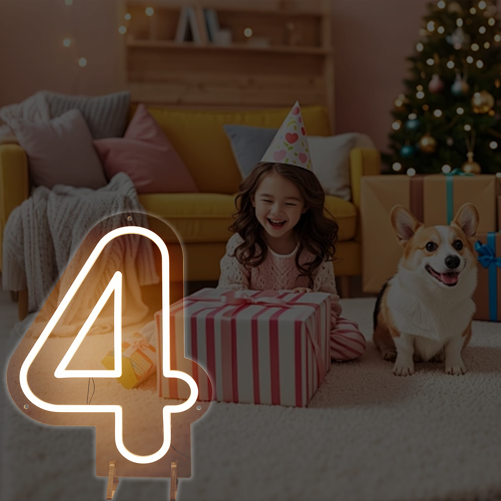 Number 4 Led Neon Sign