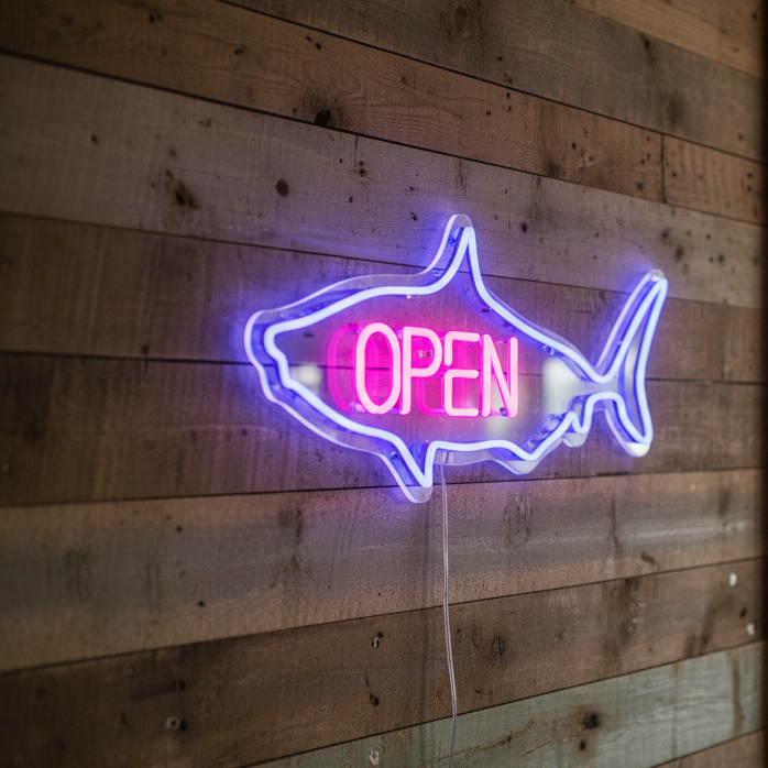 Tiburón abierto para tienda fresca
