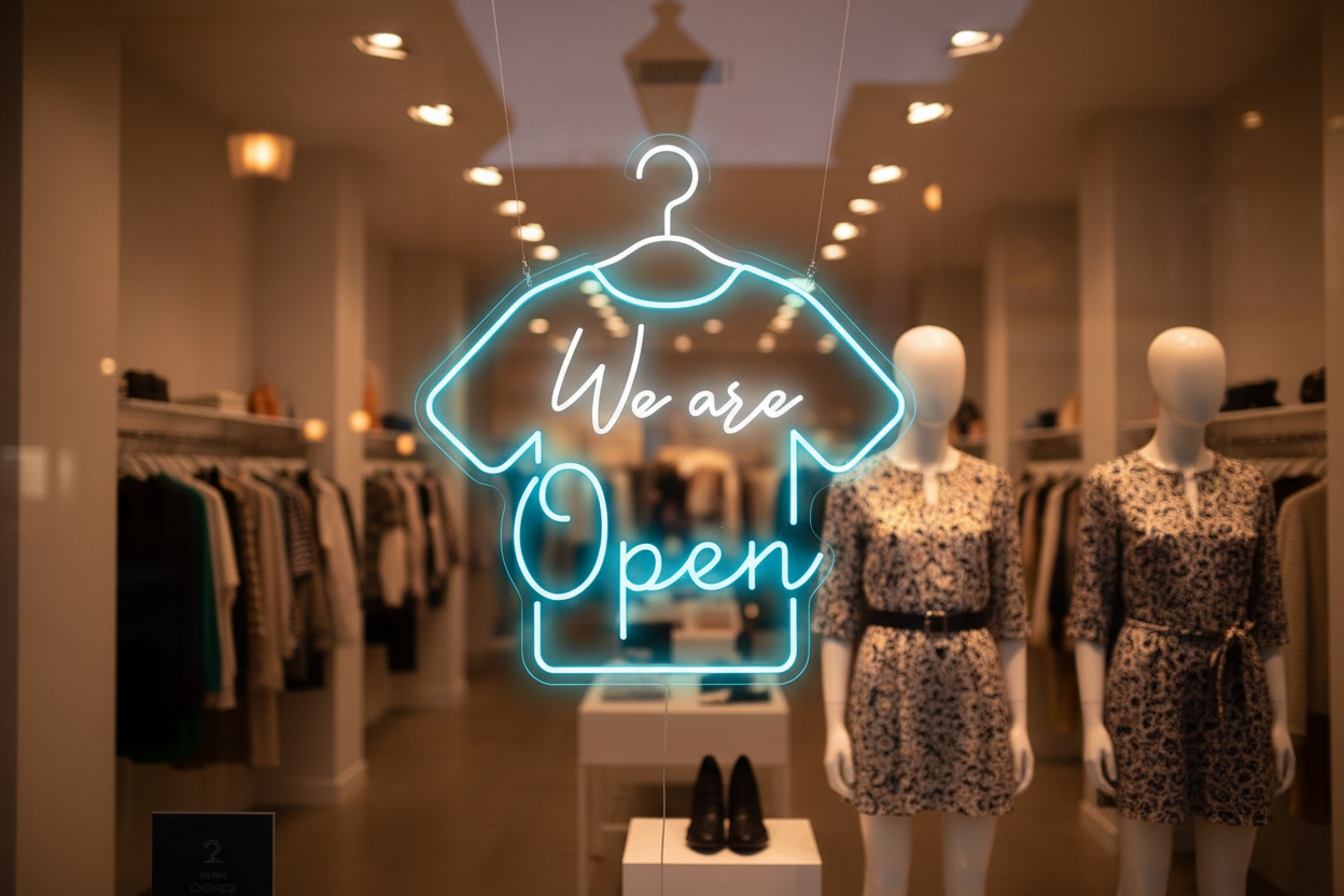 Open Neon Sign For Clothing Shop