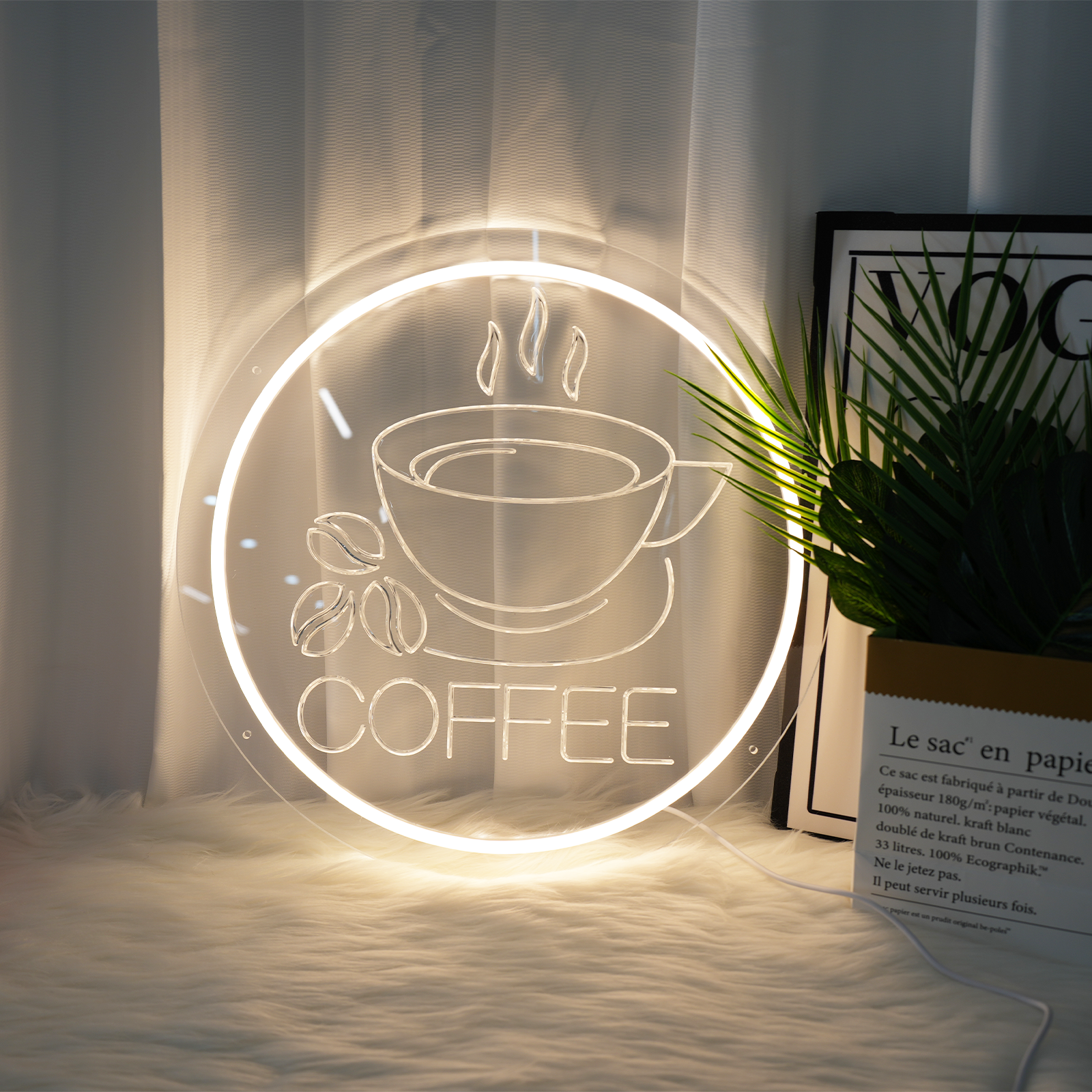 Warm Coffee Logo Led Neon Light