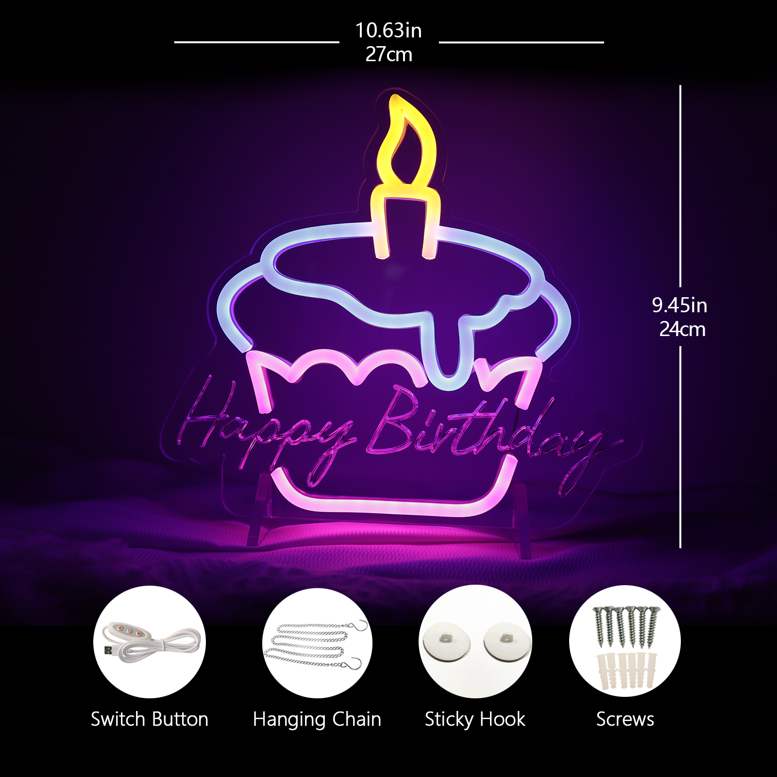 Birthday Cake Led Neon Sign
