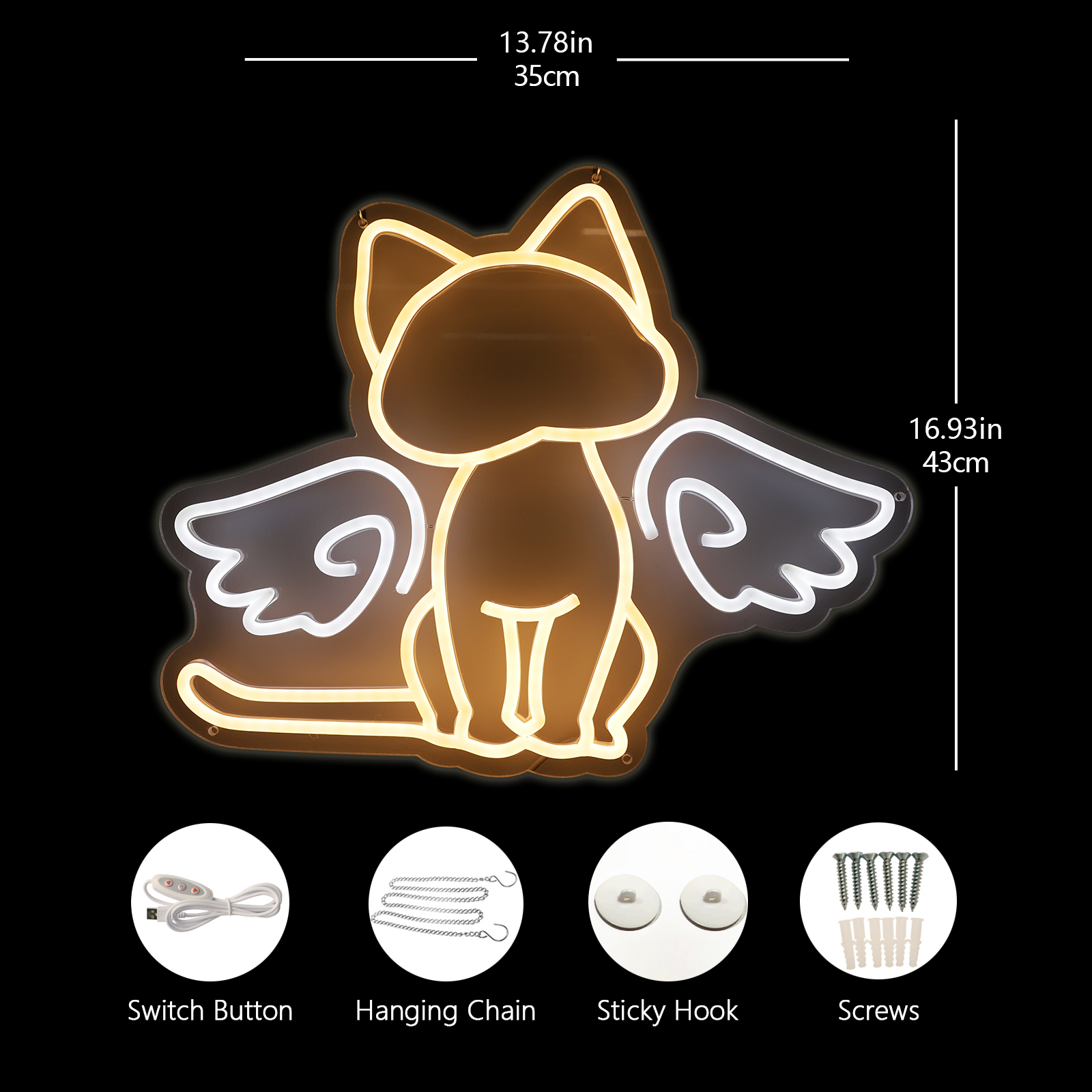 The Cat with Wings Led Neon Sign