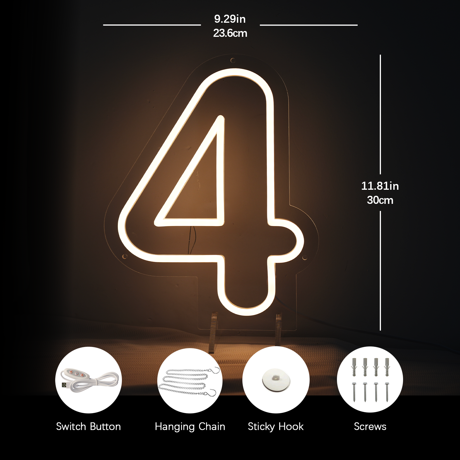 Number 4 Led Neon Sign