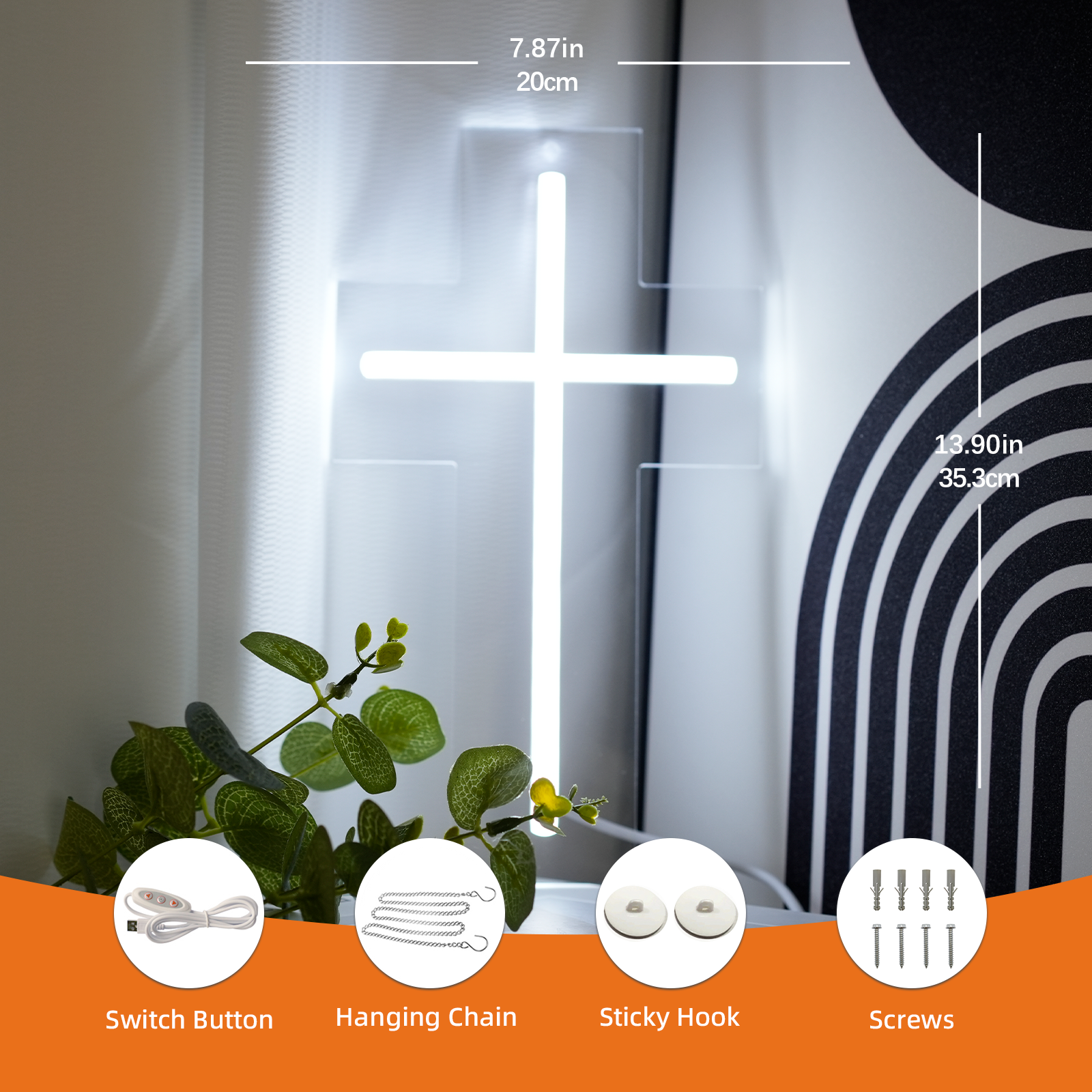 White Cross Led Neon Lights