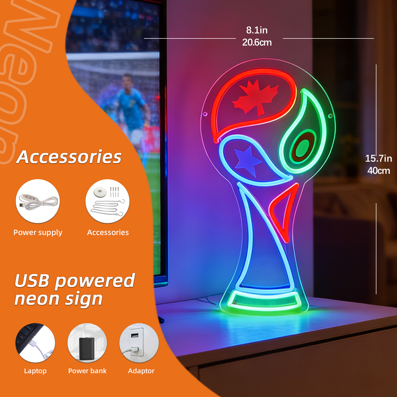 2026 World Cup Trophy Led Neon Signs
