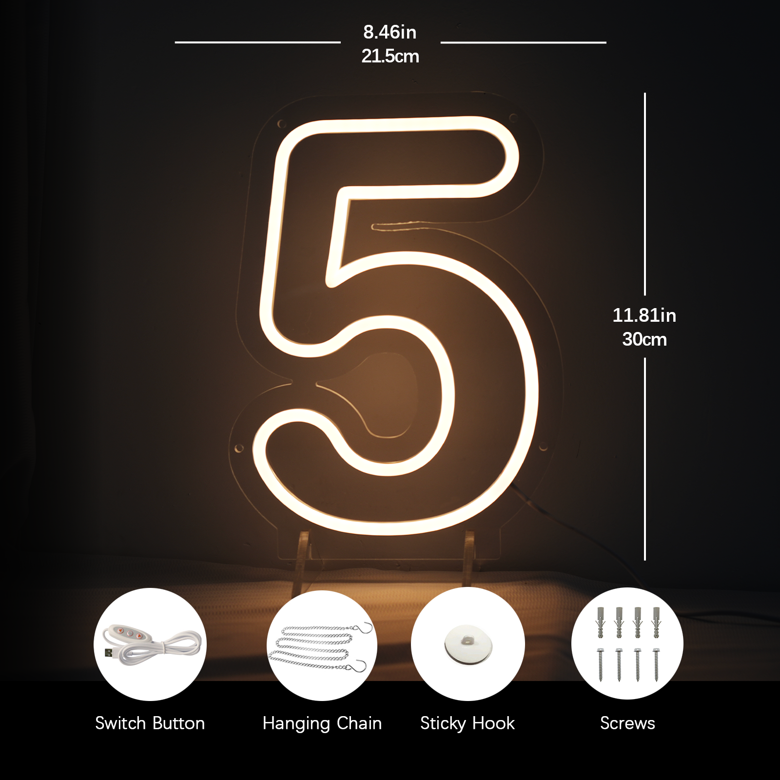 Number 5 Led Neon Sign