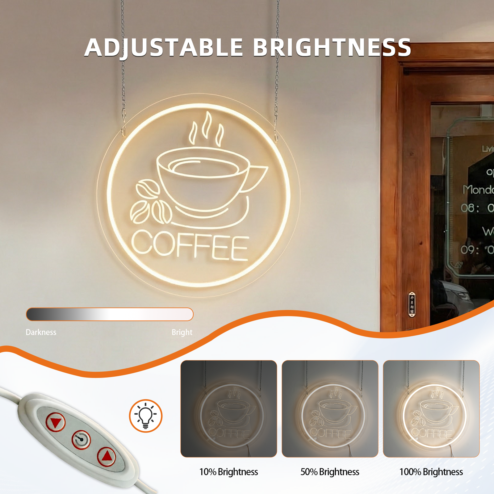 Warm Coffee Logo Led Neon Light