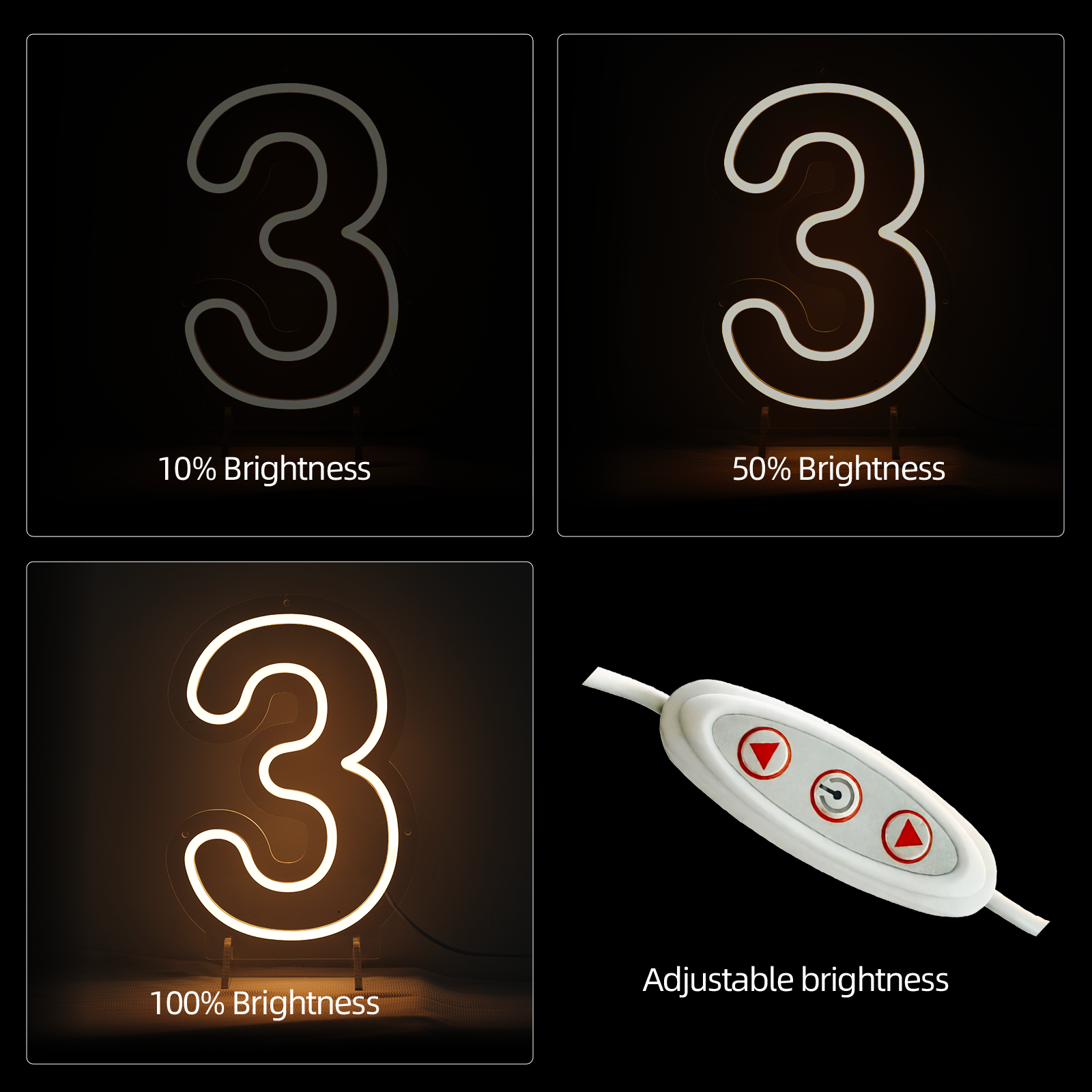 Number 3 Led Neon Sign