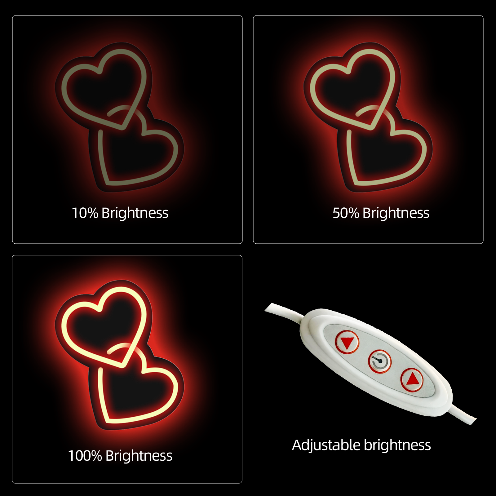 Double Red Heart Led Neon Signs