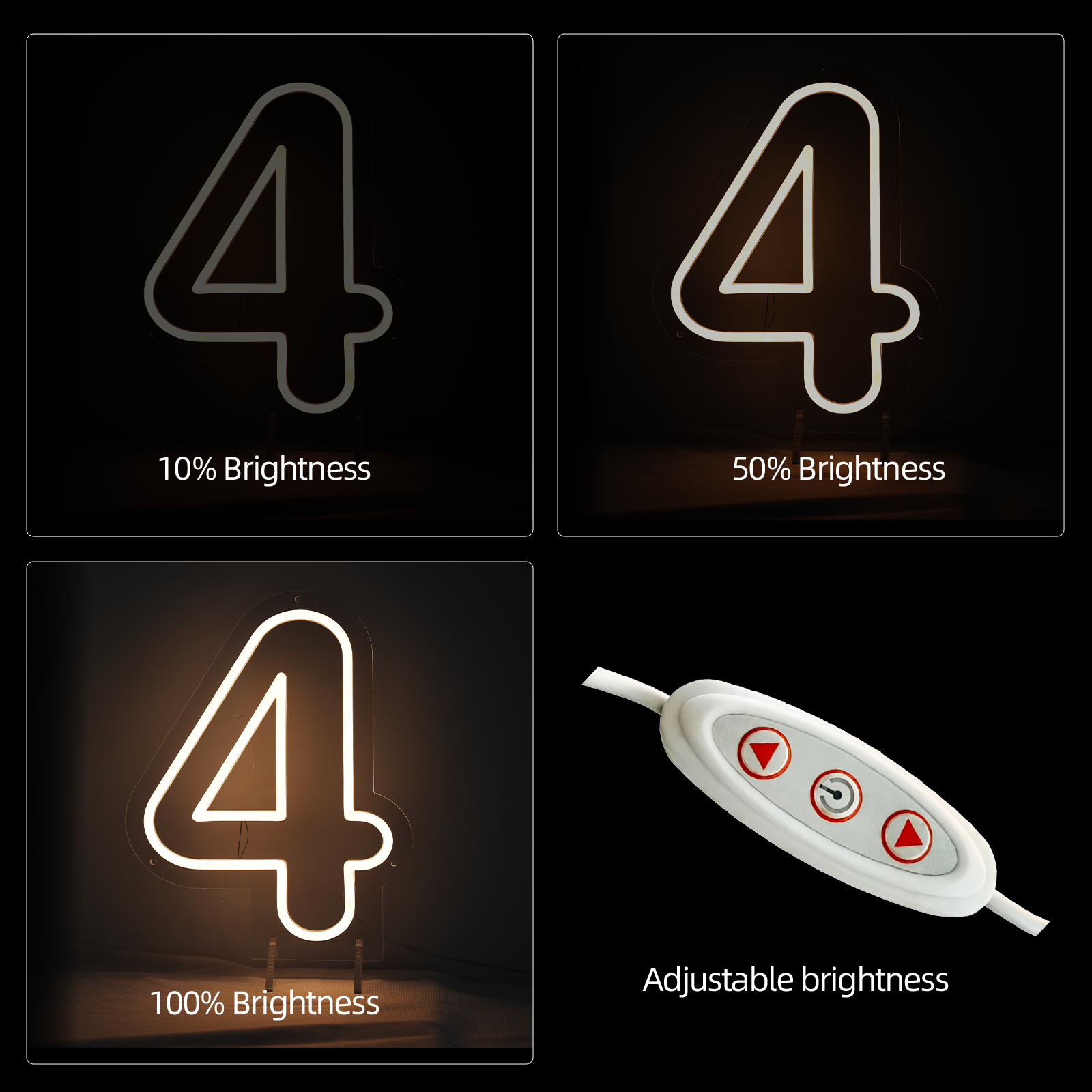 Number 4 Led Neon Sign