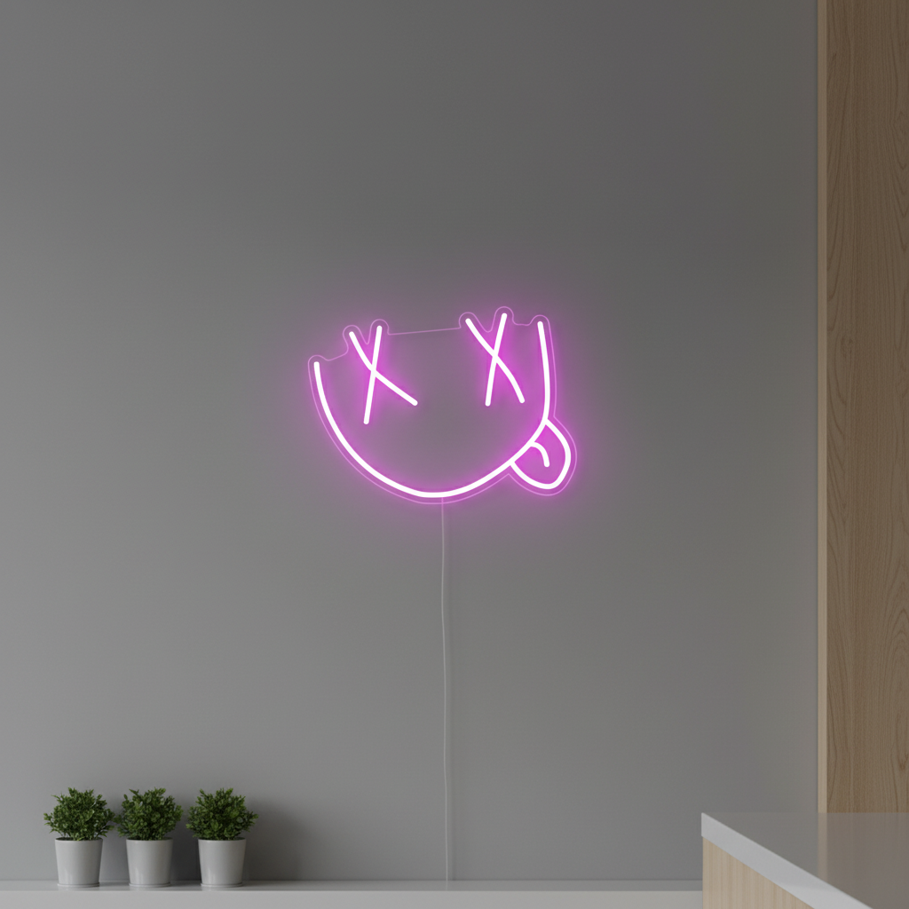 Pink Zany Face Neon Sign