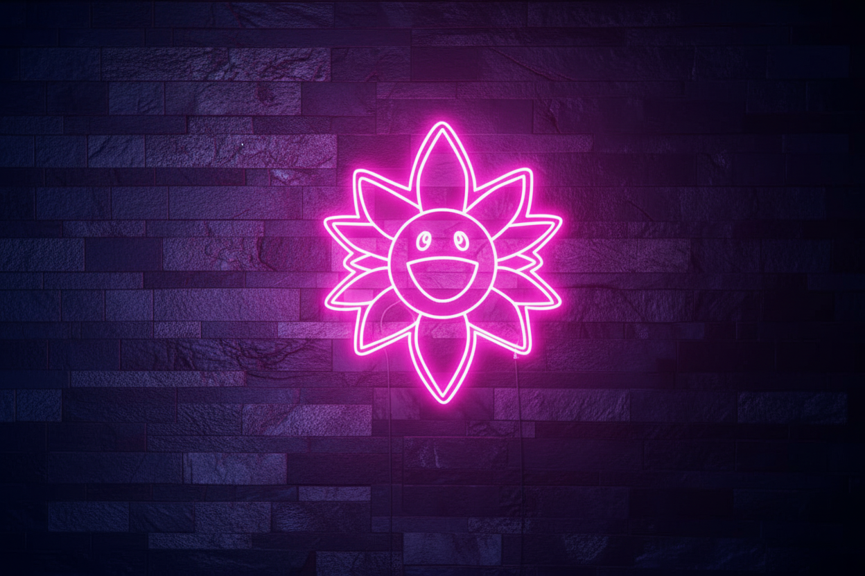 Grinning Face With Smiling Eyes Sunflower Neon Sign